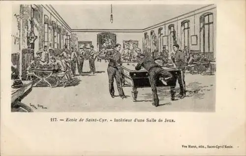 Künstler Ak Saint Cyr l'Ecole Yvelines, Innenansicht eines Spielsaales, Billard