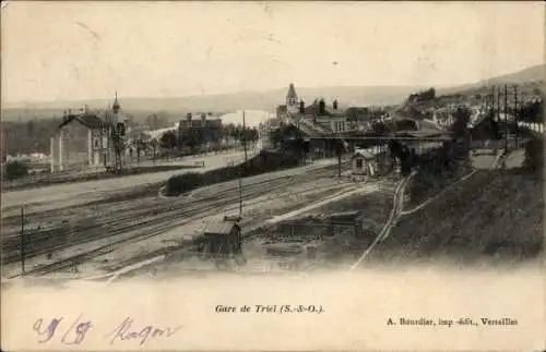 Ak Triel sur Seine Yvelines, Bahnhof, Panorama