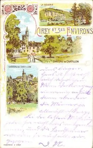 Litho Cirey Meurthe et Moselle, Chateau de Chatillon, Scierie