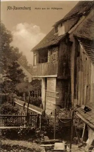 Ak Ravensburg in Württemberg Oberschwaben, Altstadt, Motiv aus der Mühlgasse