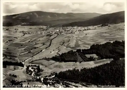 Ak Bischofsgrün im Fichtelgebirge, Landschaftsaufnahme,  Felder und Wald