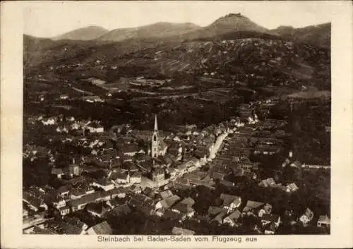 Ak Steinbach Baden Baden, Luftaufnahme von Steinbach, Kirche, Berge, nstil
