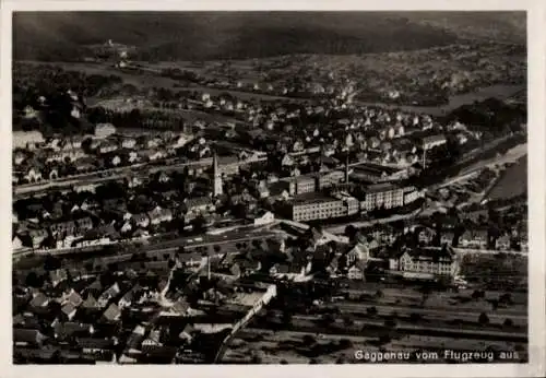 Ak Gaggenau im Murgtal Schwarzwald, Luftbild von  Häuser, Kirche, Landschaft