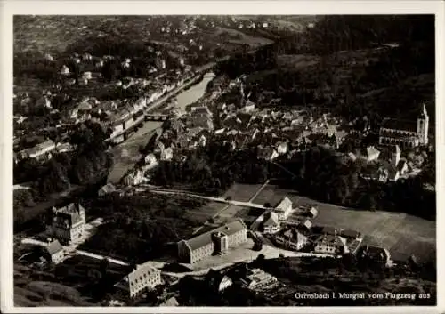 Ak Gernsbach im Murgtal Schwarzwald, Luftaufnahme von  Murgtal, von einem Flugzeug aus