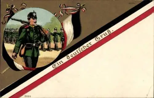 Präge Wappen Ak Deutscher Gruß, Adler, Portrait Kaiser Wilhelm II.