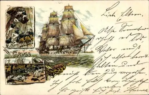 Litho Kiel, Segelschiff