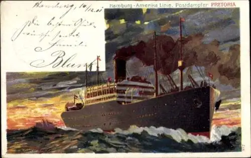 Künstler Ak Dampfer Pretoria, HAPAG