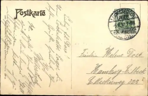 Ak Lockstedt in Holstein, Lockstedter Lager, Wasserturm, Mannschaftsbaracken, Einmarsch der Truppen