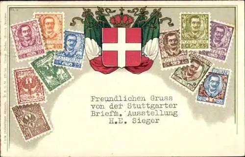 Briefmarken Ak Stuttgarter Briefmarken Ausstellung, Wappen