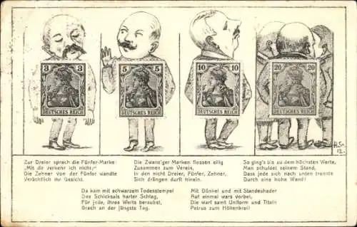 Ak Briefmarkensprache, Briefmarken, Gedicht
