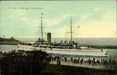 Ak Niederländisches Kriegsschiff, Hr. Ms. Koningin-Regentes