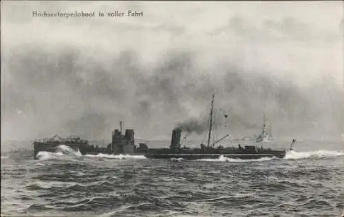 Ak Deutsches Kriegsschiff, Hochseetorpedoboot in voller Fahrt