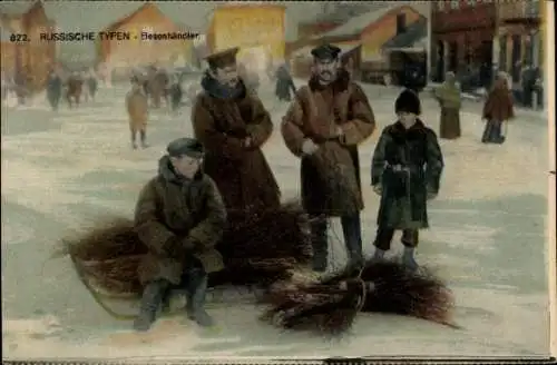 Ak Russische Typen, Besenhändler
