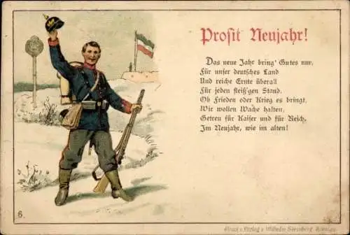 Künstler Ak Gruß aus der Garnison, Soldat in Uniform