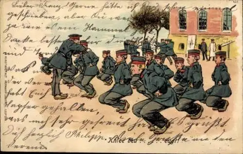 Litho Soldaten, Training, Kniebeuge