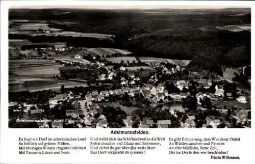 Ak Adelmannsfelden in Württemberg, Landschaftsaufnahme, schwäbisches Dorf, blumige Wiesen, Tannen