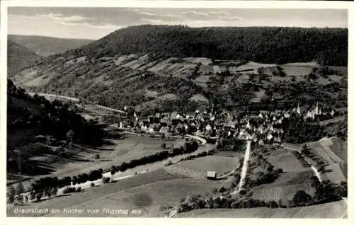 Ak Braunsbach in der Region Hohenlohe, Fliegeraufnahme