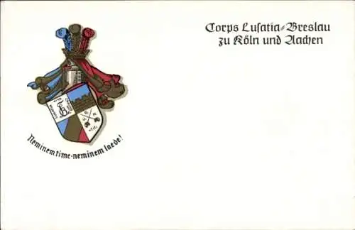 Studentika Ak Corps Lusatia-Breslau zu Köln und Aachen