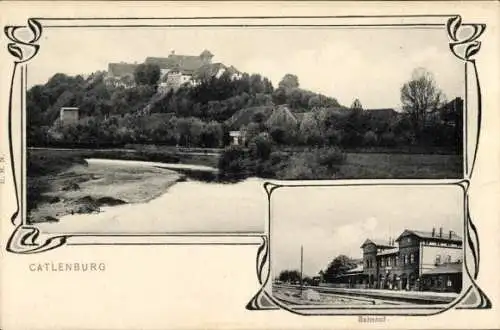 Ak Katlenburg Lindau in Niedersachsen, Bahnhof, Flusspartie