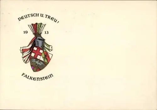 Studentika Ak Deutsch und Treu, Falkenstein, Wappen einer Studentenverbindung