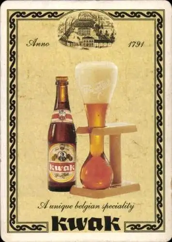 Ak Werbung, Bier Kwak, Bierglas, Bierflasche
