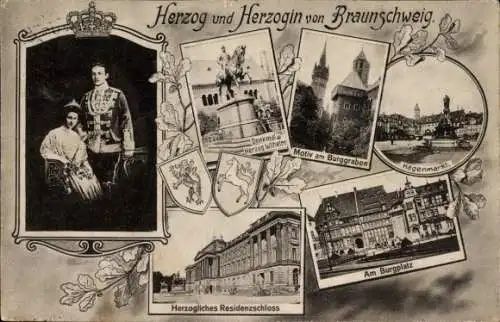 Ak Braunschweig in Niedersachsen, Luise von Preußen, Herzog Ernst August, Residenzschloss