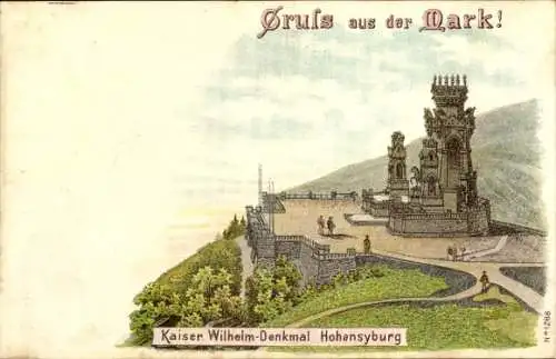 Litho Syburg Dortmund Nordrhein Westfalen, Hohensyburg, Kaiser-Wilhelm-Denkmal