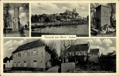 Ak Breisach am Oberrhein, Tulla Aussichtsturm, Schlossberg Gasthaus, Jäger Denkmal