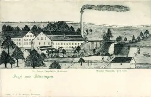 Künstler Ak Gönningen Reutlingen in Württemberg, Papierfabrik, Wasserfall