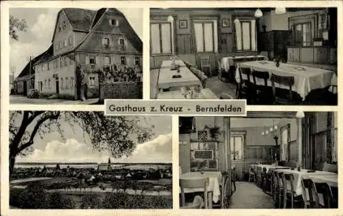 Ak Bernsfelden Igersheim an der Tauber, Gasthof und Metzgerei zum Kreuz, Ortsansicht