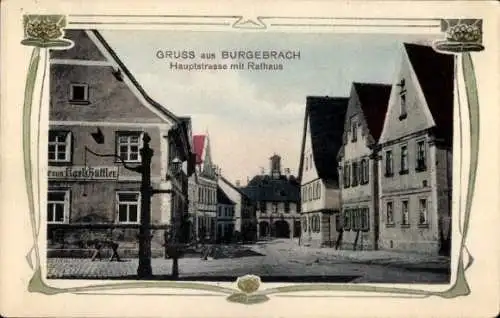 Ak Burgebrach Steigerwald Bayern, Hauptstraße mit Rathaus
