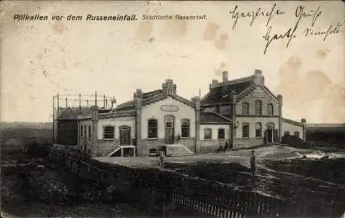 Ak Dobrowolsk Pillkallen Ostpreußen, Städtische Gasanstalt