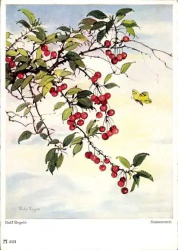Künstler Ak Regele, R., Sommerzeit, Obstbaum, Früchte, Ackermann 4331