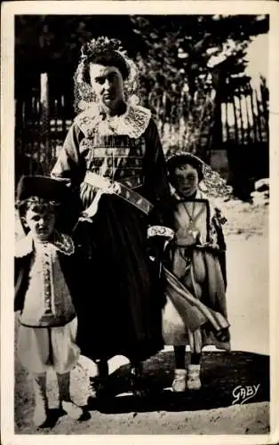 Ak Costumes Paludiers, Mutter mit Kindern