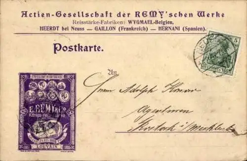 Ak Remy'sche Werke AG, Reisstärkefabriken, Wygmael Belgien, Heerdt, Gaillon, Hernani