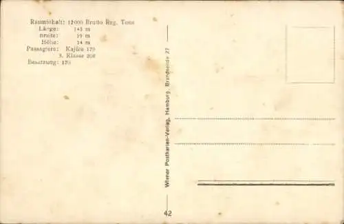 Ak Dampfer Westphalia, HAPAG