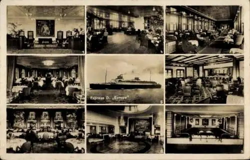 Ak Dampfer Europa, Norddeutscher Lloyd Bremen NDL, Sonnendeckrestaurant, Ballsaal