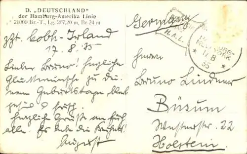 Ak Dampfer Deutschland, HAPAG