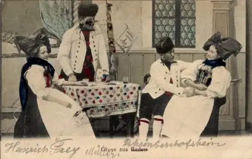 Ak Gruppe in Badischen Trachten