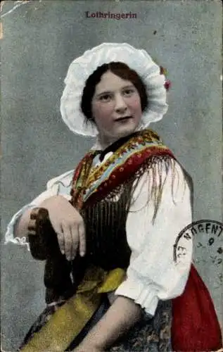 Ak Lothringerin in Tracht, Portrait