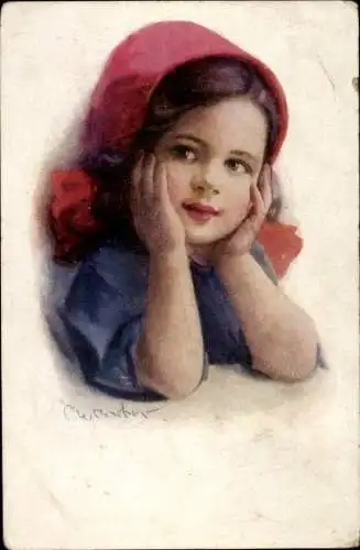 Künstler Ak Mädchen, Portrait