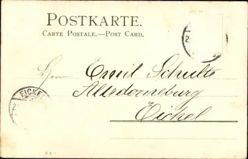 Ak Dorfidyll, Bäume, Sonnenuntergang