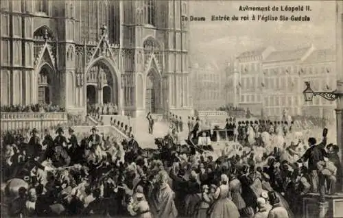 Ak Bruxelles Brüssel, Einzug von Leopold II. in die Kirche St. Gudula in Brüssel