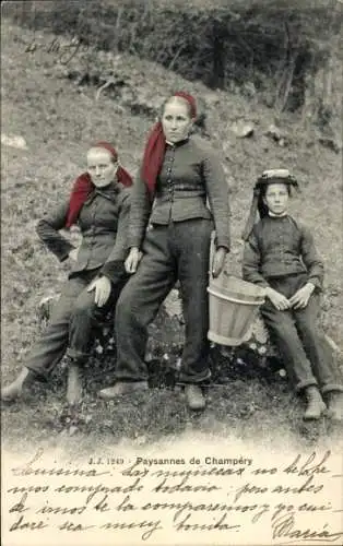 Ak Champéry Kanton Wallis, Frauen in Volkstracht