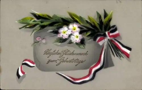 Ak Herzlichen Glückwunsch zum Geburtstag, Flaggenband, Lorbeer