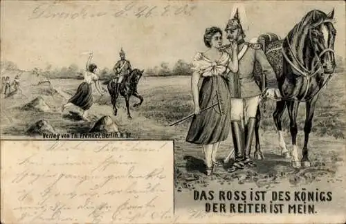 Litho Das Ross ist des Königs, der Reiter ist mein, Soldatenliebe