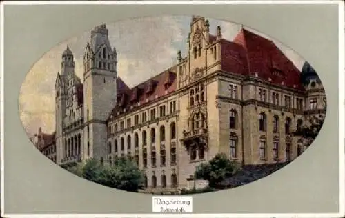 Künstler Ak Magdeburg an der Elbe, Justizpalast