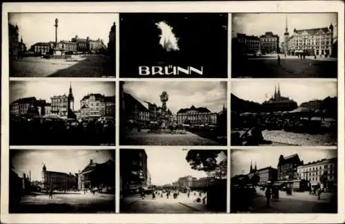 Ak Brno Brünn Südmähren, BRÜNN, neun Bilder von Stadtansichten,  Architektur, Marktplatz