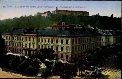 Ak Brno Brünn Südmähren, K. k. deutsche Franz Josef-Technische Hochschule, Spielberg,  Architektu