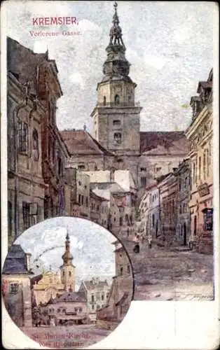 Ak Kroměříž Kremsier Region Zlin,  Verlorene Gasse, St. Marien-Kirche